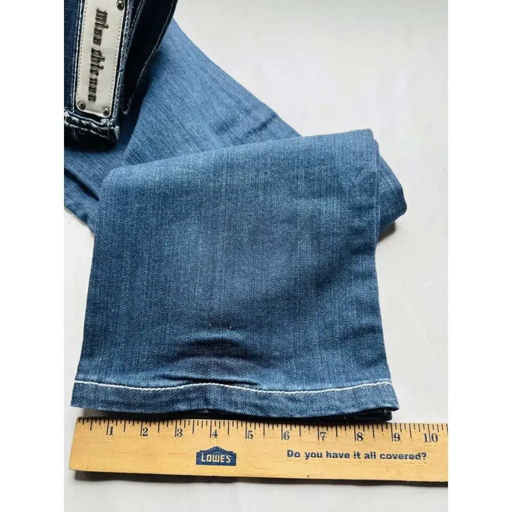 Miss Chic Womens Blue 5 Pocket Bootcut Jeans Size 11